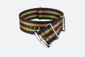 Premium Black Green Red Striped MORA Nylon Watch Strap