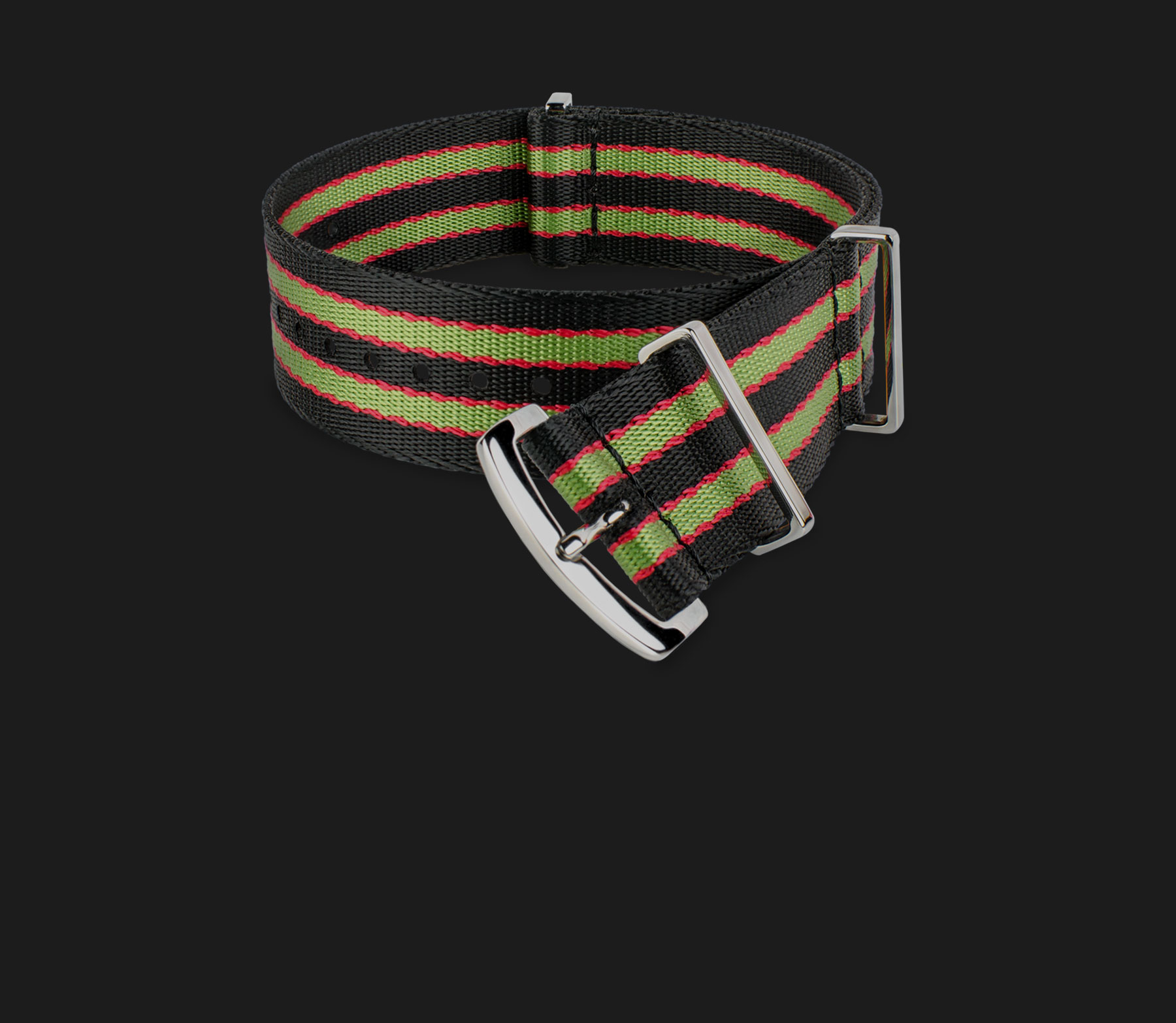 Black Green & Red Striped Strap